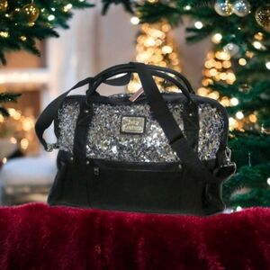 Juicy Couture Large Weekender Bag Black Silver Sequins Y2K Style New